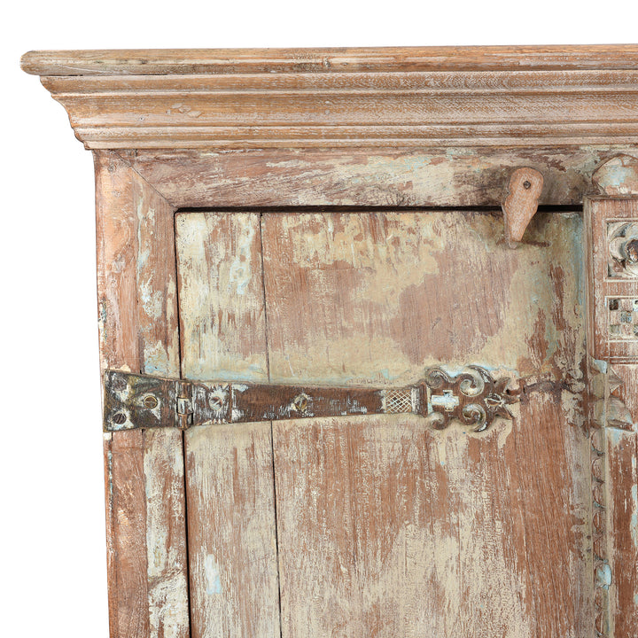 Corner Detail From Reclaimed Teak Side Cabinet With Painted Finish | Indigo Antiques