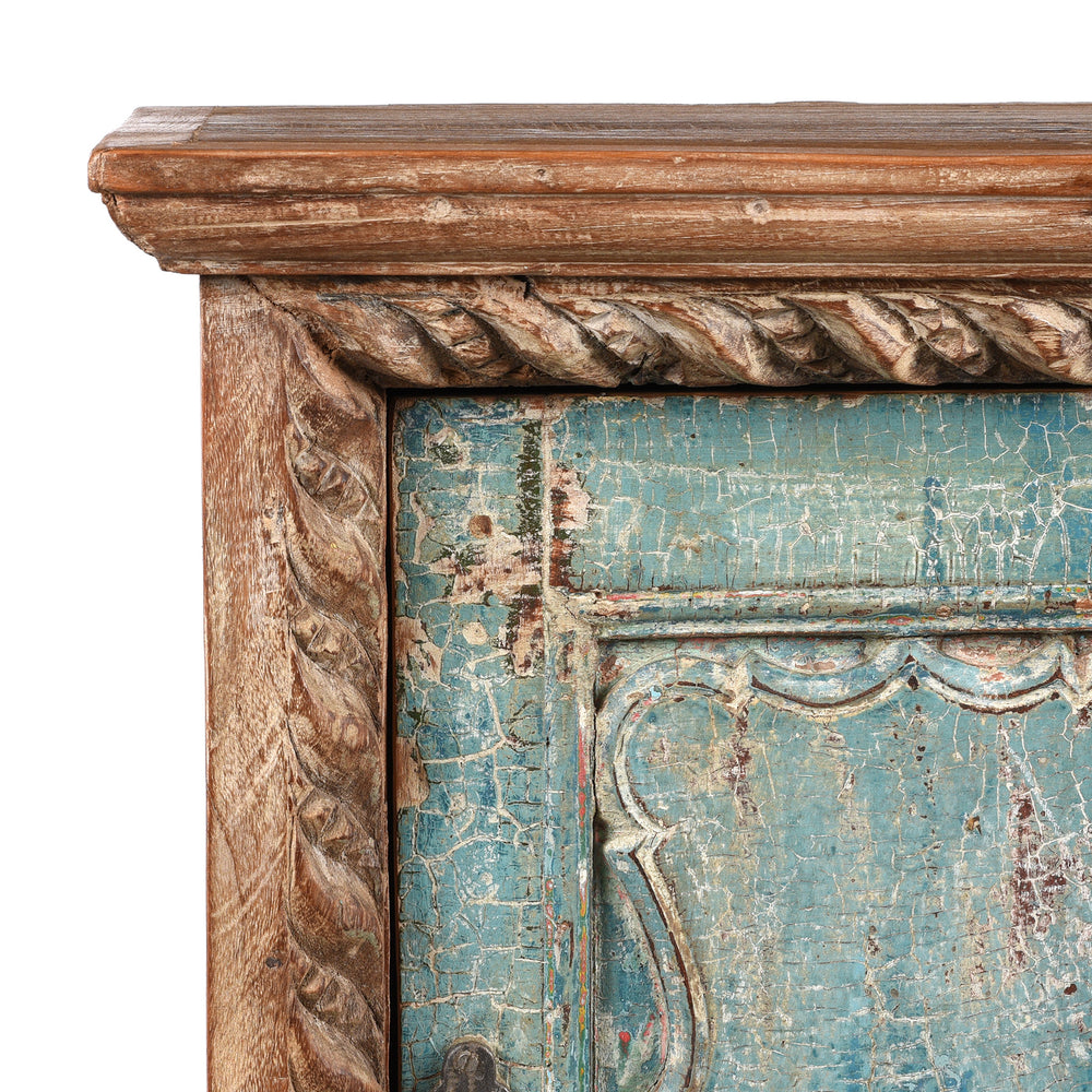 Corner Detail From Bedside Cabinet Made From Reclaimed Carved Teak | Indigo Antiques