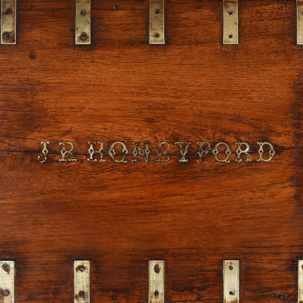Detail From Antique Brass Bound Teak Indian Military Chest From Rajasthan -19th Century | Indigo Antiques
