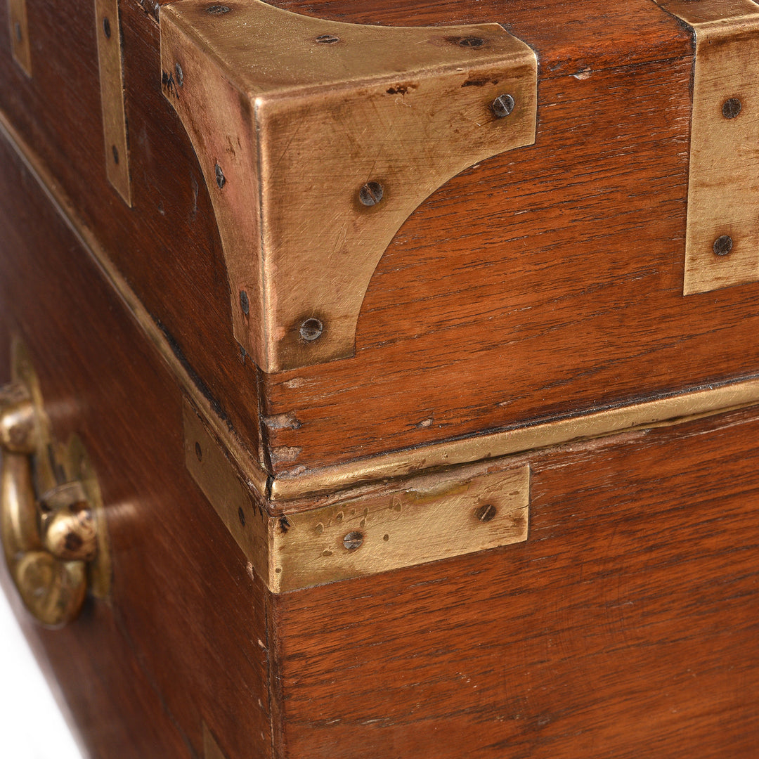 Metal Beading Detail From Antique Brass Bound Teak Indian Military Chest From Rajasthan -19th Century | Indigo Antiques