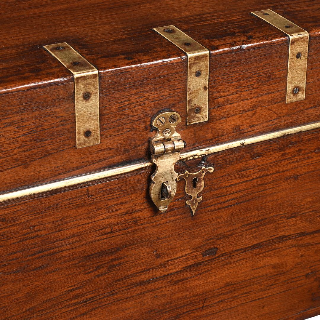 Latch Detail From Antique Brass Bound Teak Indian Military Chest From Rajasthan -19th Century | Indigo Antiques