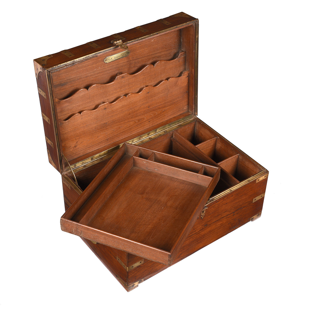 Interior Of Antique Brass Bound Teak Indian Military Chest From Rajasthan -19th Century | Indigo Antiques