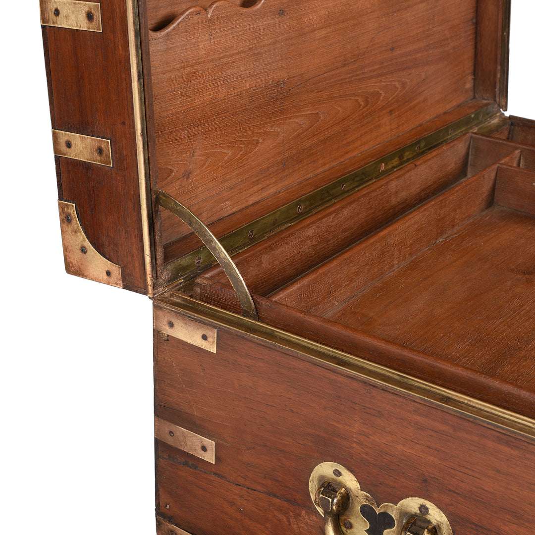 Stay Detail From Antique Brass Bound Teak Indian Military Chest From Rajasthan -19th Century | Indigo Antiques
