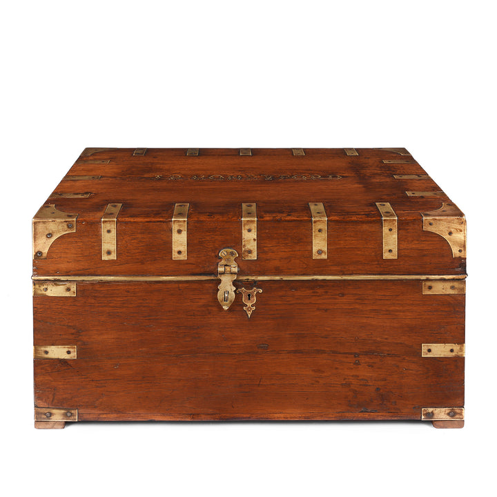 Antique Brass Bound Teak Indian Military Chest From Rajasthan -19th Century | Indigo Antiques