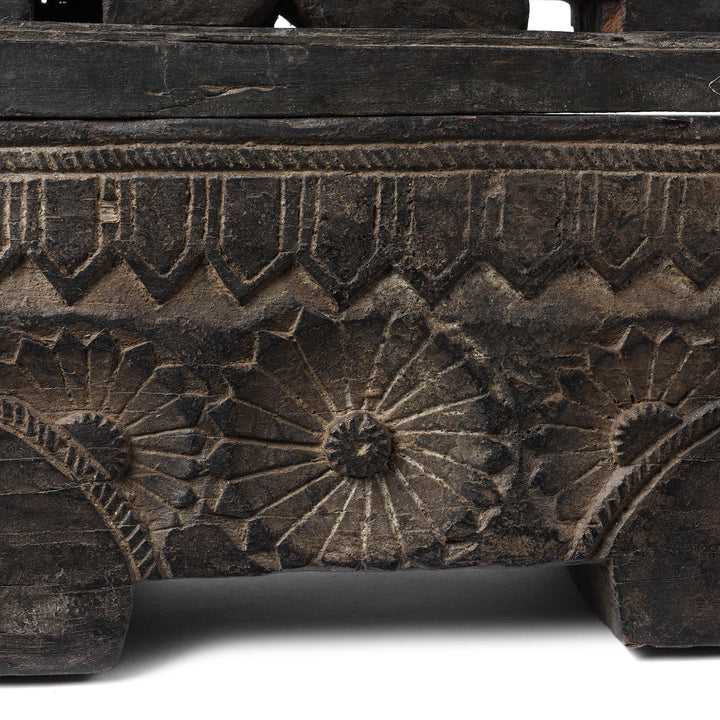 Carving Detail From Antique Indian Nandi Bull Tikka Ash Box From South India - 19th Century | Indigo Antiques