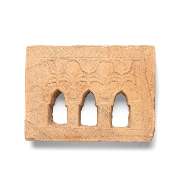 Old 3 Way Stone Lamp Niche From Jaisalmer - 19th Century