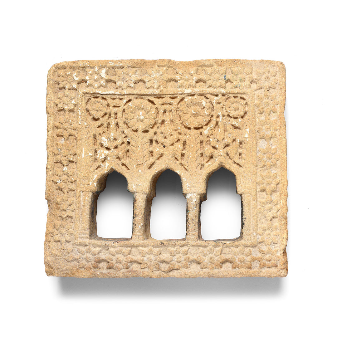 Antique Old 3 Way Stone Lamp Niche From Jaisalmer - 19th Century | Indigo Antiques