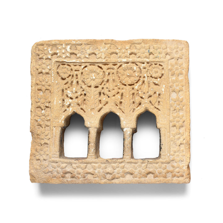 Antique Old 3 Way Stone Lamp Niche From Jaisalmer - 19th Century | Indigo Antiques