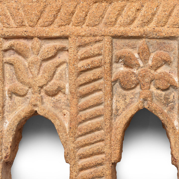 Carving Detail From Antique Old 3 Way Stone Lamp Niche From Jaisalmer - 19th Century | Indigo Antiques