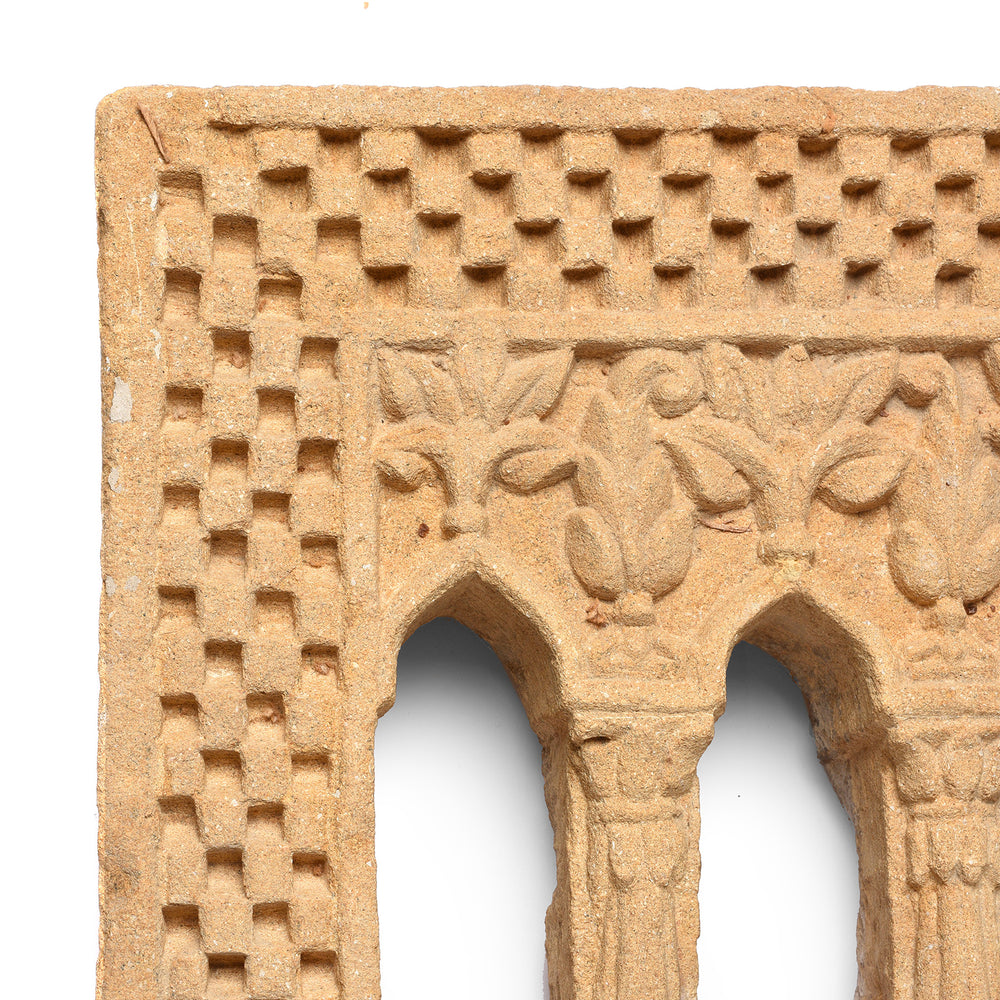 Corner Detail From Antique Old 3 Way Stone Lamp Niche From Jaisalmer - 19th Century | Indigo Antiques