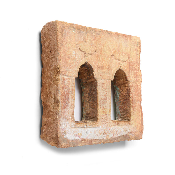Old 2 Way Stone Lamp Niche From Jaisalmer - 19th Century