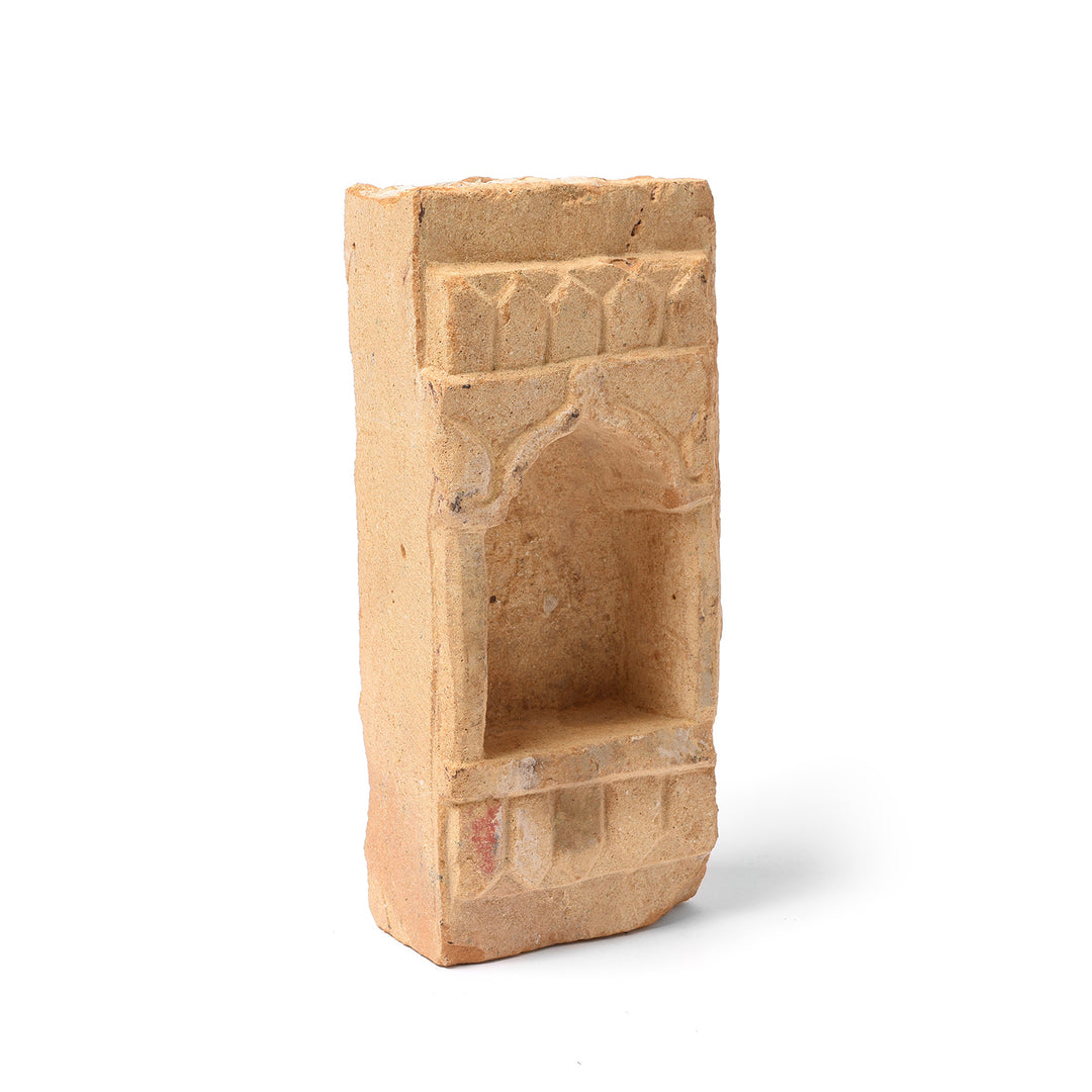 Angled View Of Carved Stone Lamp Niche From Rajasthan - 19thC | Indigo Antiques