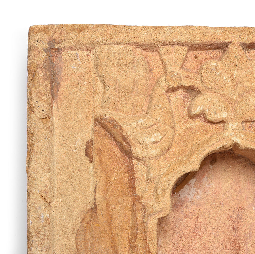 Corner Detail From Carved Antique Indian Stone Lamp Niche From Rajasthan - 18thC | Indigo Antiques