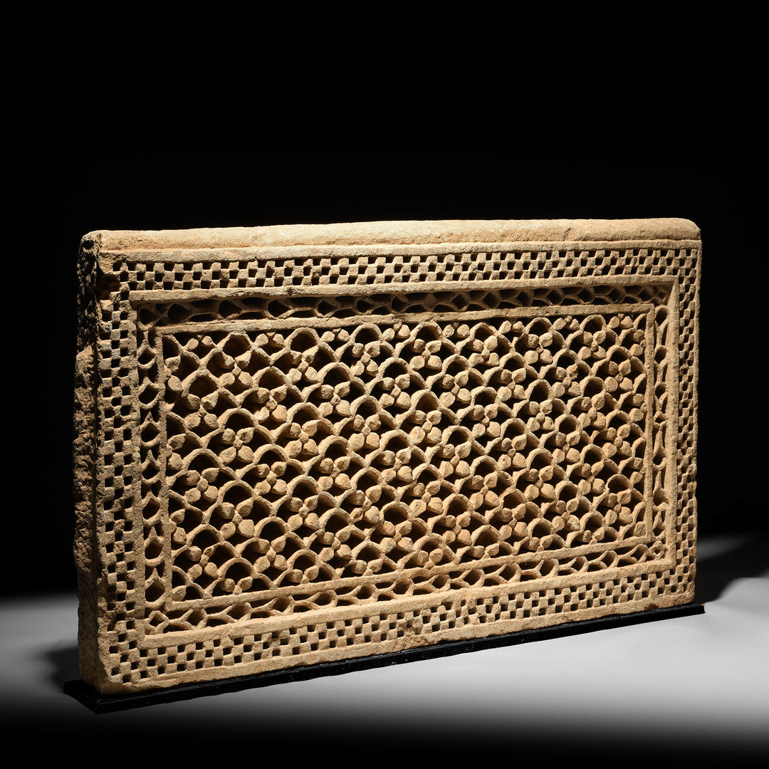 Old Carved Stone Jali Panel From Rajasthan - 19thC