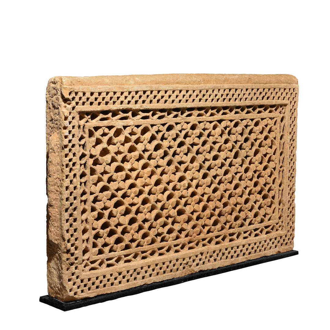 Old Carved Stone Jali Panel From Rajasthan - 19thC