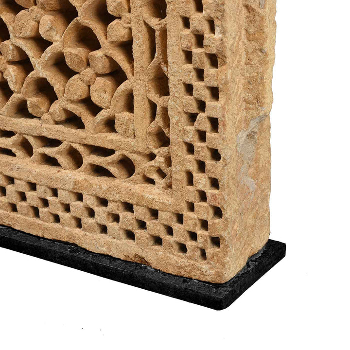Old Carved Stone Jali Panel From Rajasthan - 19thC