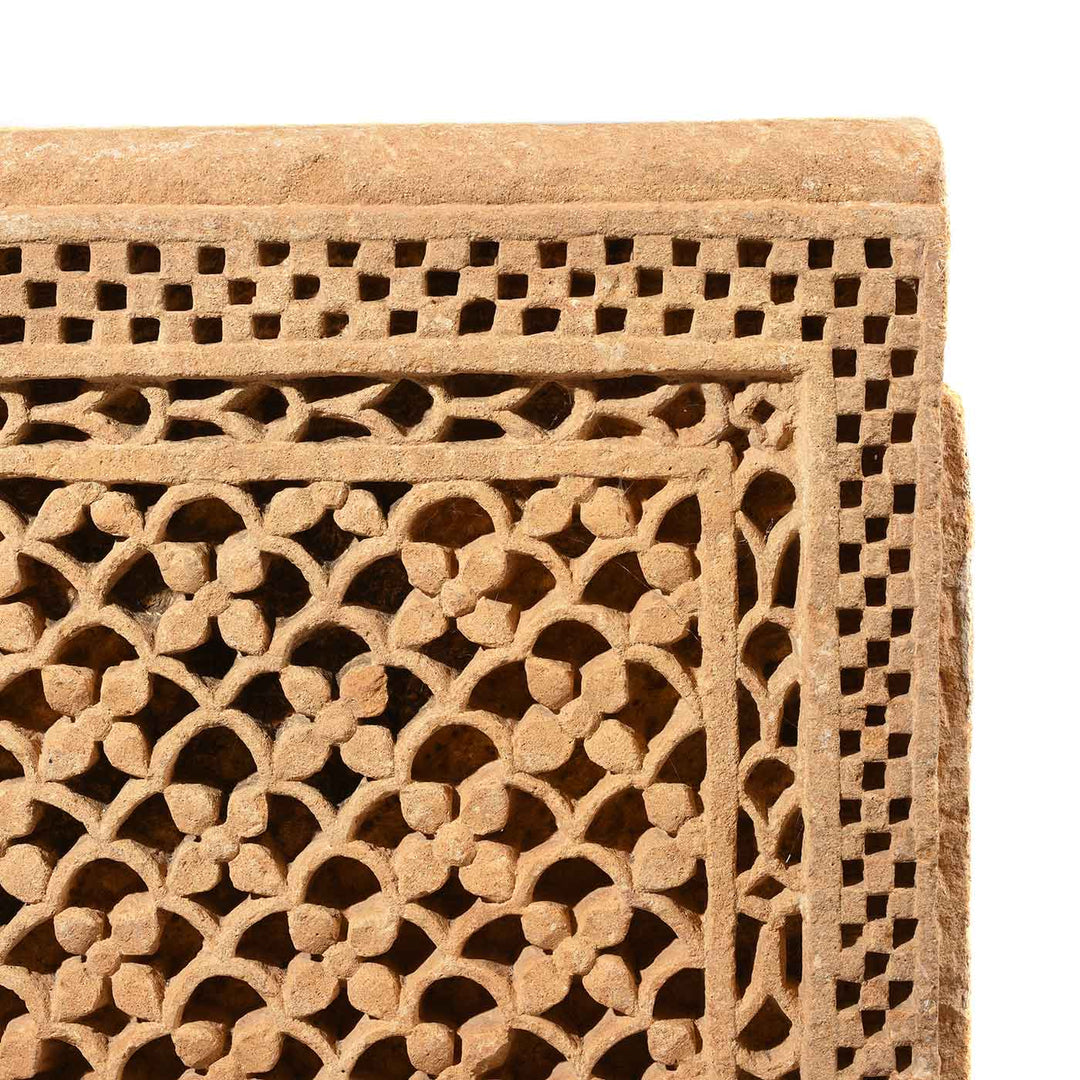 Old Carved Stone Jali Panel From Rajasthan - 19thC