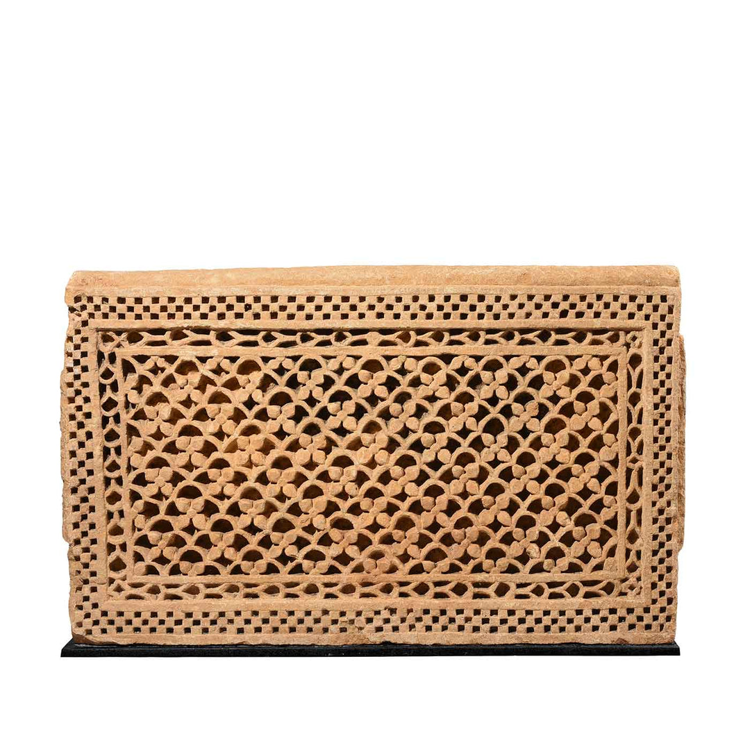 Old Carved Stone Jali Panel From Rajasthan - 19thC