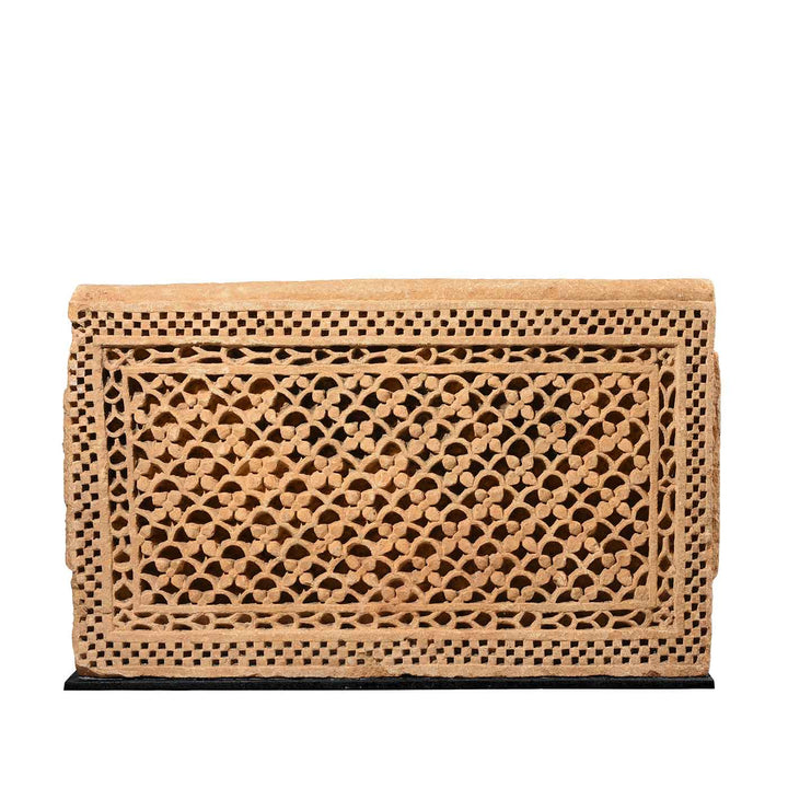 Old Carved Stone Jali Panel From Rajasthan - 19thC