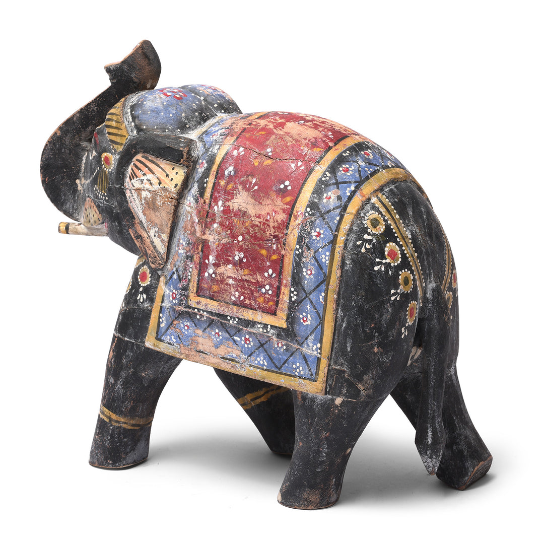 Rear Of Painted Indian Elephant Figurine From Rajasthan | Indigo Antiques