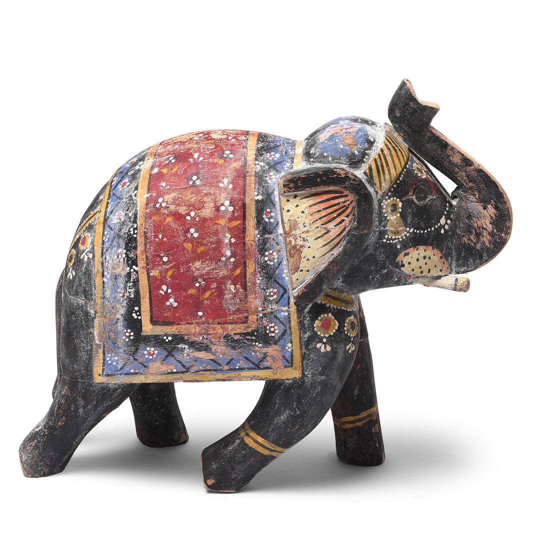 Painted Indian Elephant Figurine From Rajasthan | Indigo Antiques
