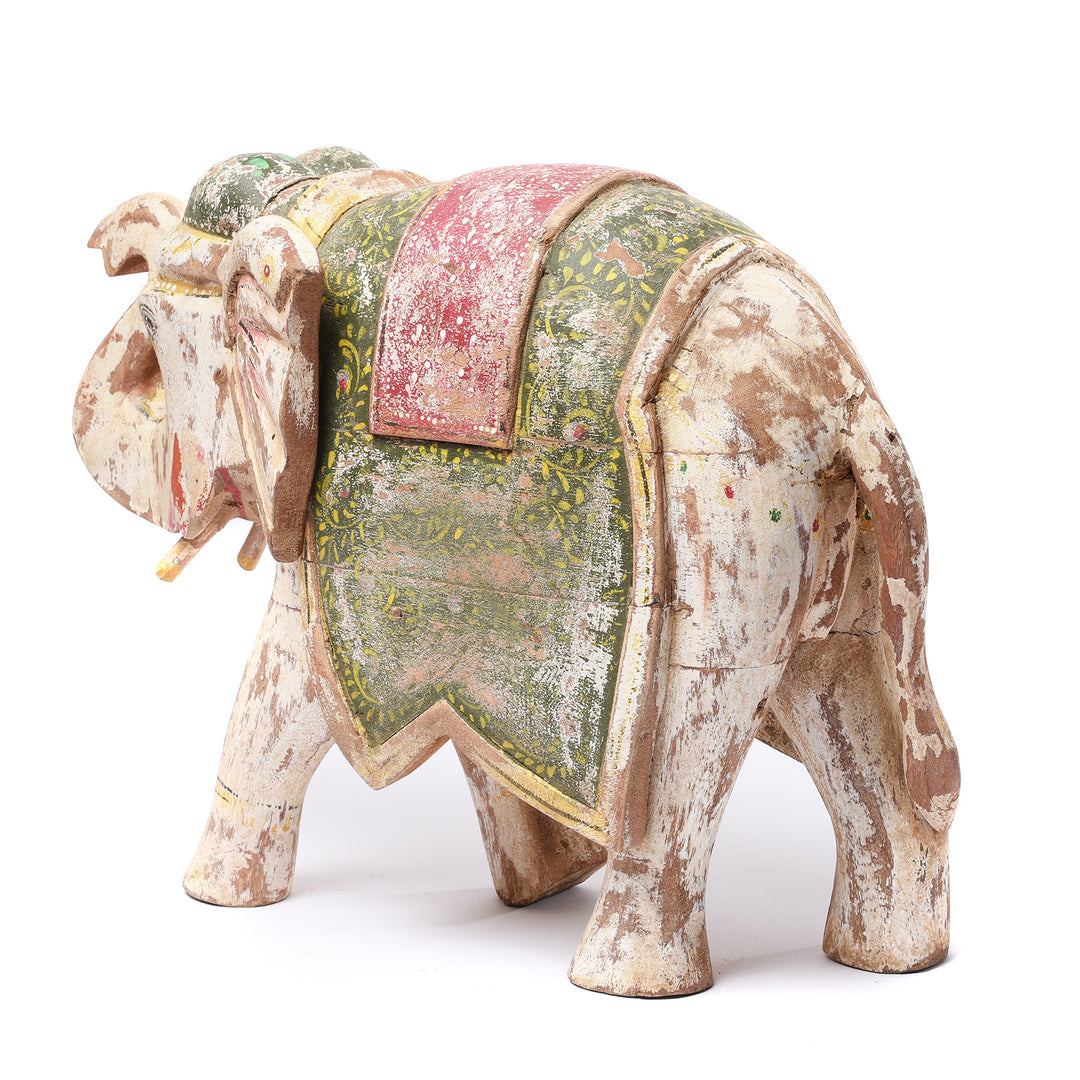 Rear View Of Painted Indian Elephant Figurine From Rajasthan | Indigo Antiques