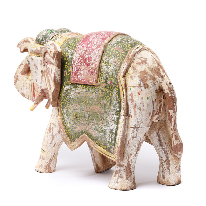 Rear View Of Painted Indian Elephant Figurine From Rajasthan | Indigo Antiques