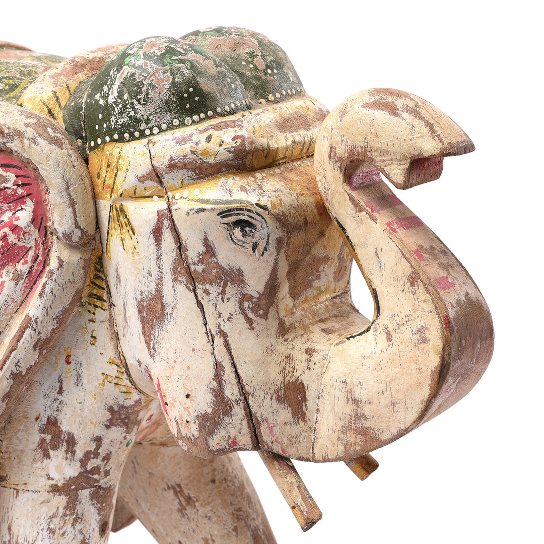 Detail From Painted Indian Elephant Figurine From Rajasthan | Indigo Antiques