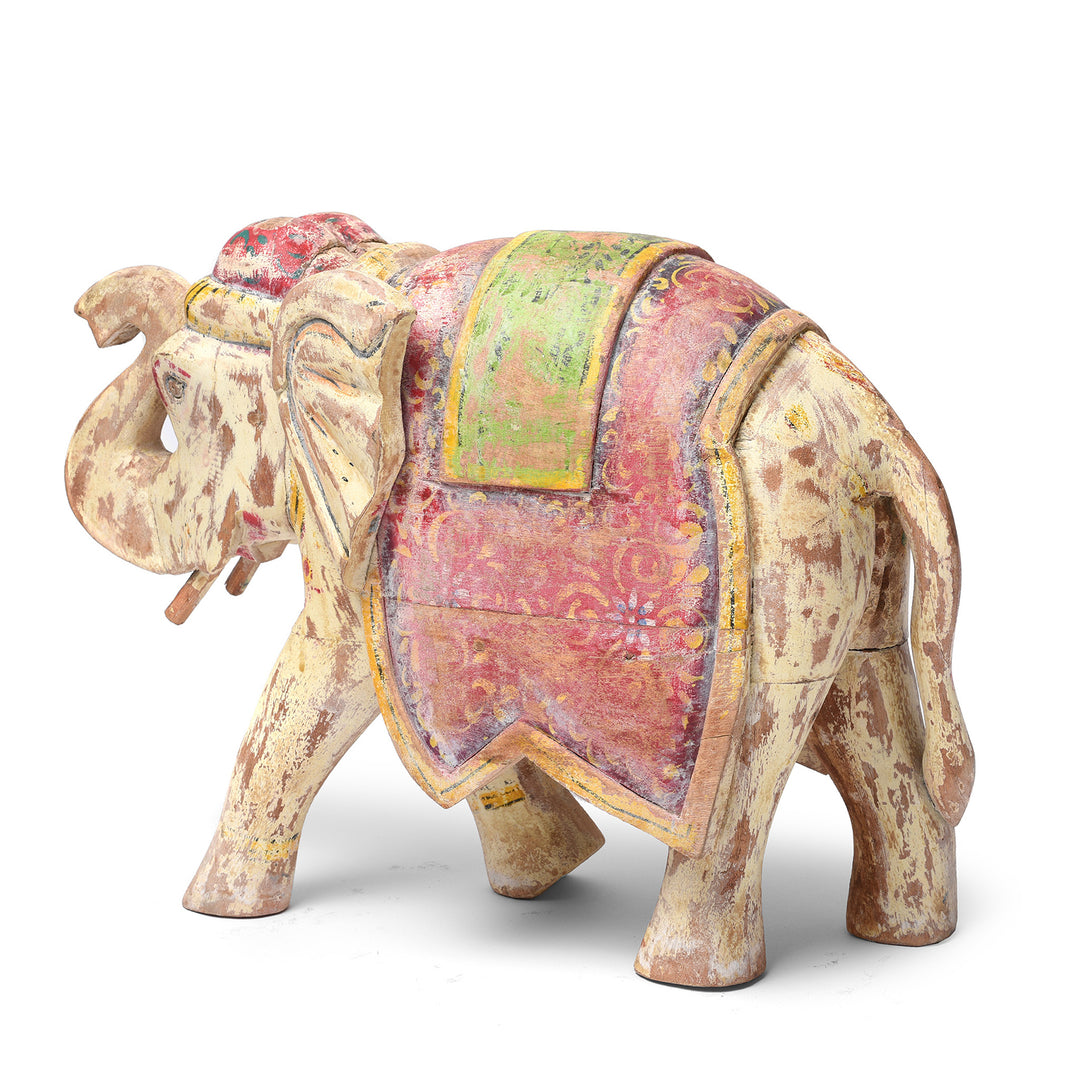 Reverse Of Painted Indian Elephant Figurine From Rajasthan | Indigo Antiques