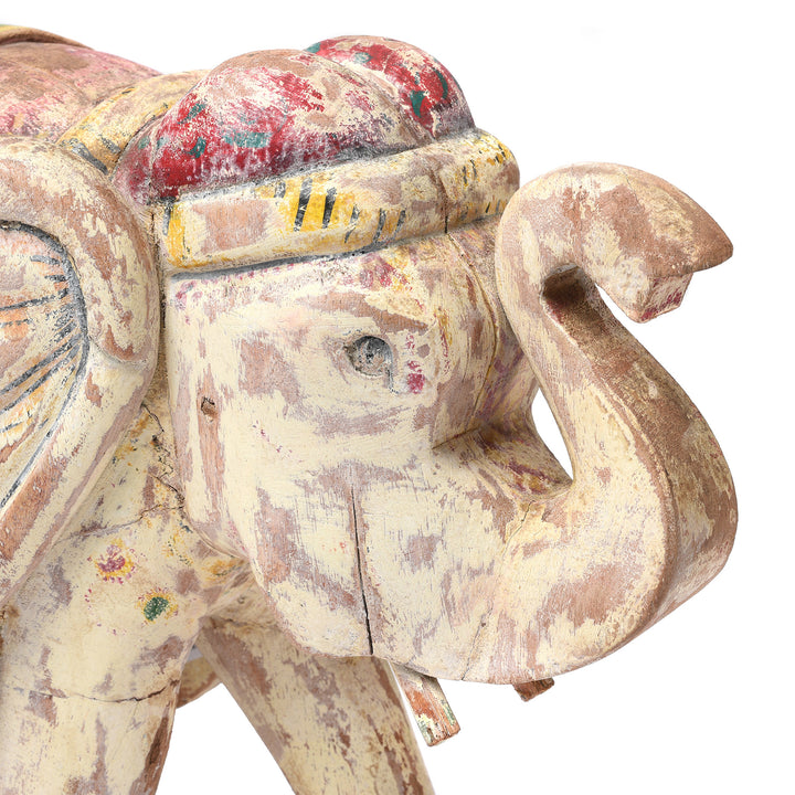 Detail From Painted Indian Elephant Figurine From Rajasthan | Indigo Antiques