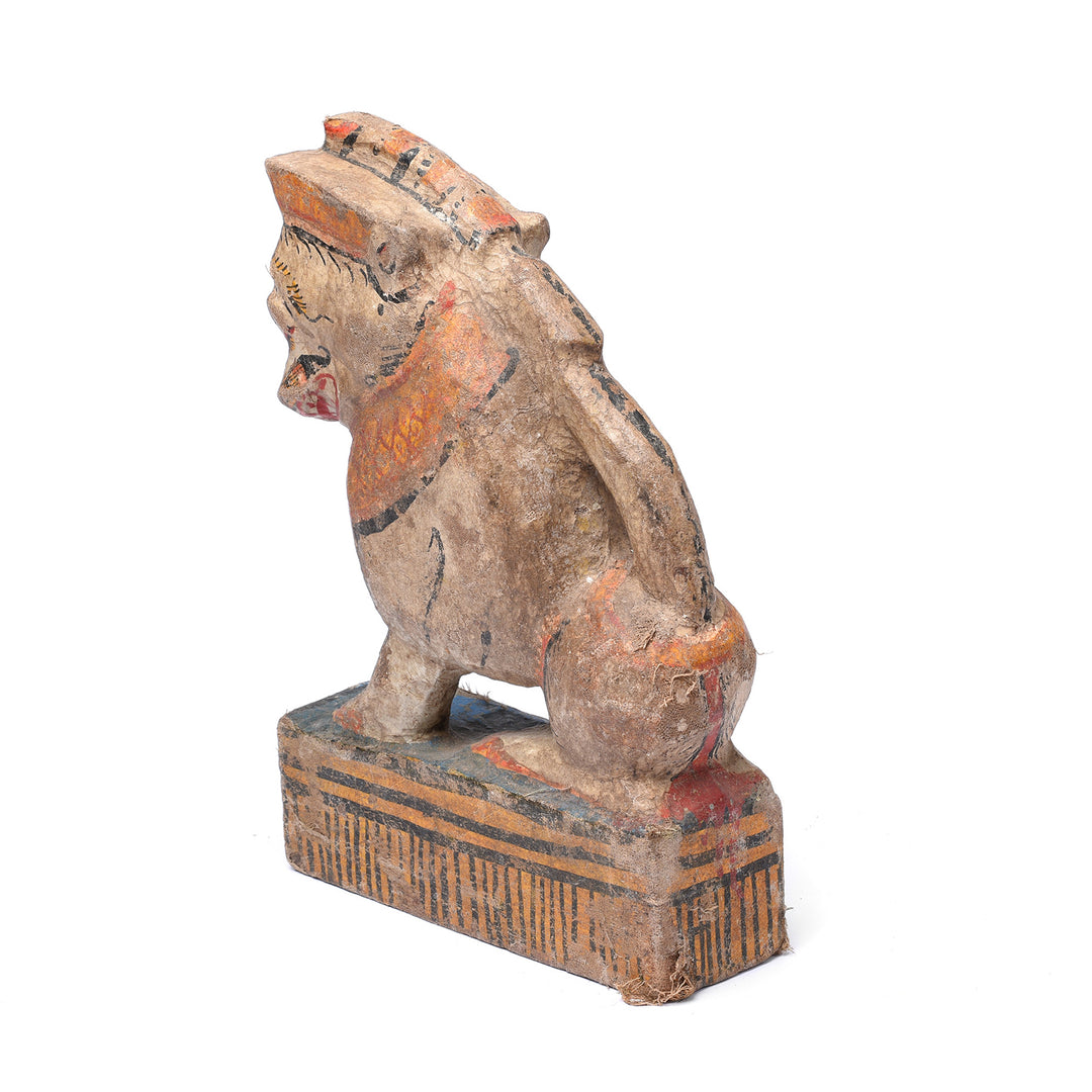 Rear View Of Old Painted Yali Lion From Orissa - Ca 1920 | Indigo Antiques