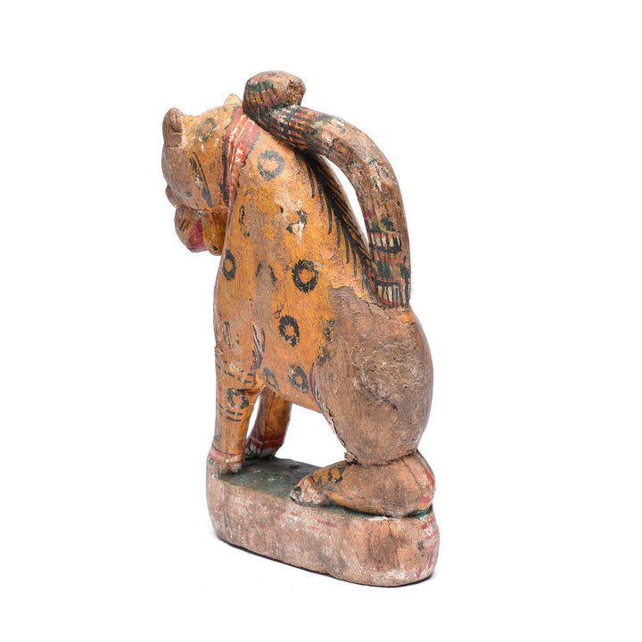 Angled Rear View OF Old Painted Leopard From Orissa | Indigo Antiques