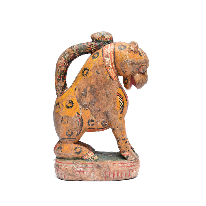 Side View Of Old Painted Leopard From Orissa | Indigo Antiques