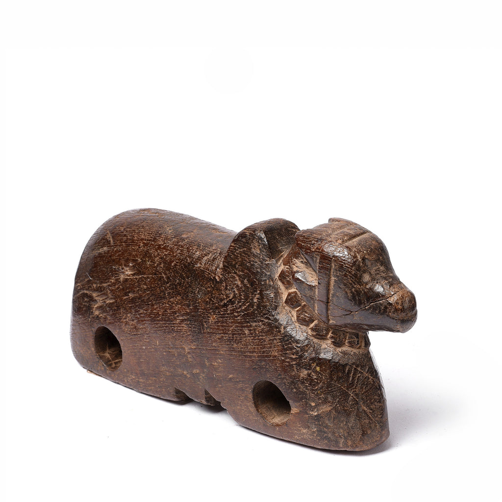 Carved Teak Nandi Bull Toy From Andhra Pradesh - Ca 1920's