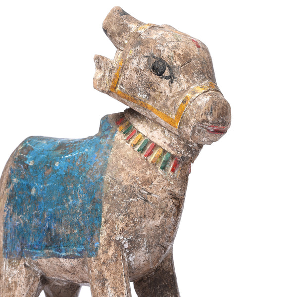 Painted Indian Nandi Bull Figurine From Rajasthan - Ca 1940