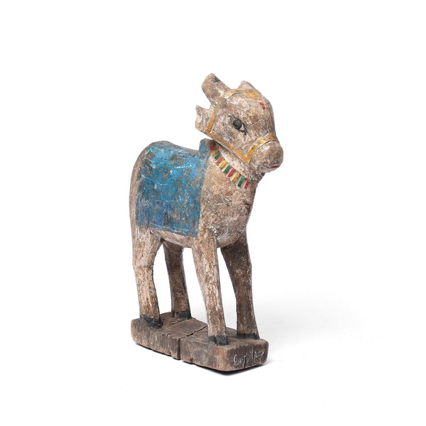 Painted Indian Nandi Bull Figurine From Rajasthan - Ca 1940