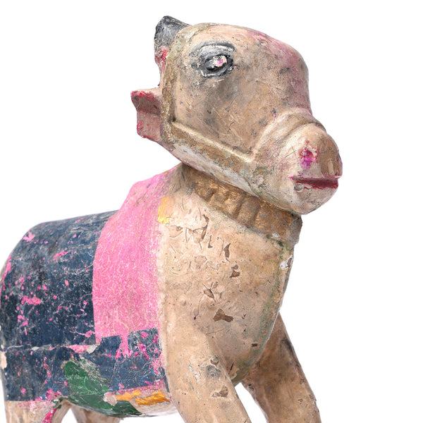 Painted Indian Nandi Bull Figurine From Rajasthan - Ca 1940