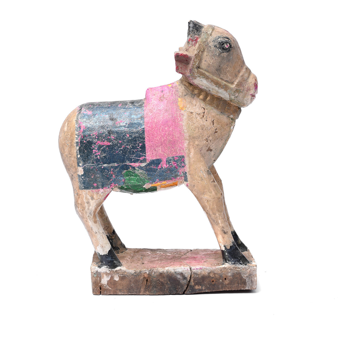Painted Indian Nandi Bull Figurine From Rajasthan - Ca 1940 | INDIGO ANTIQUES
