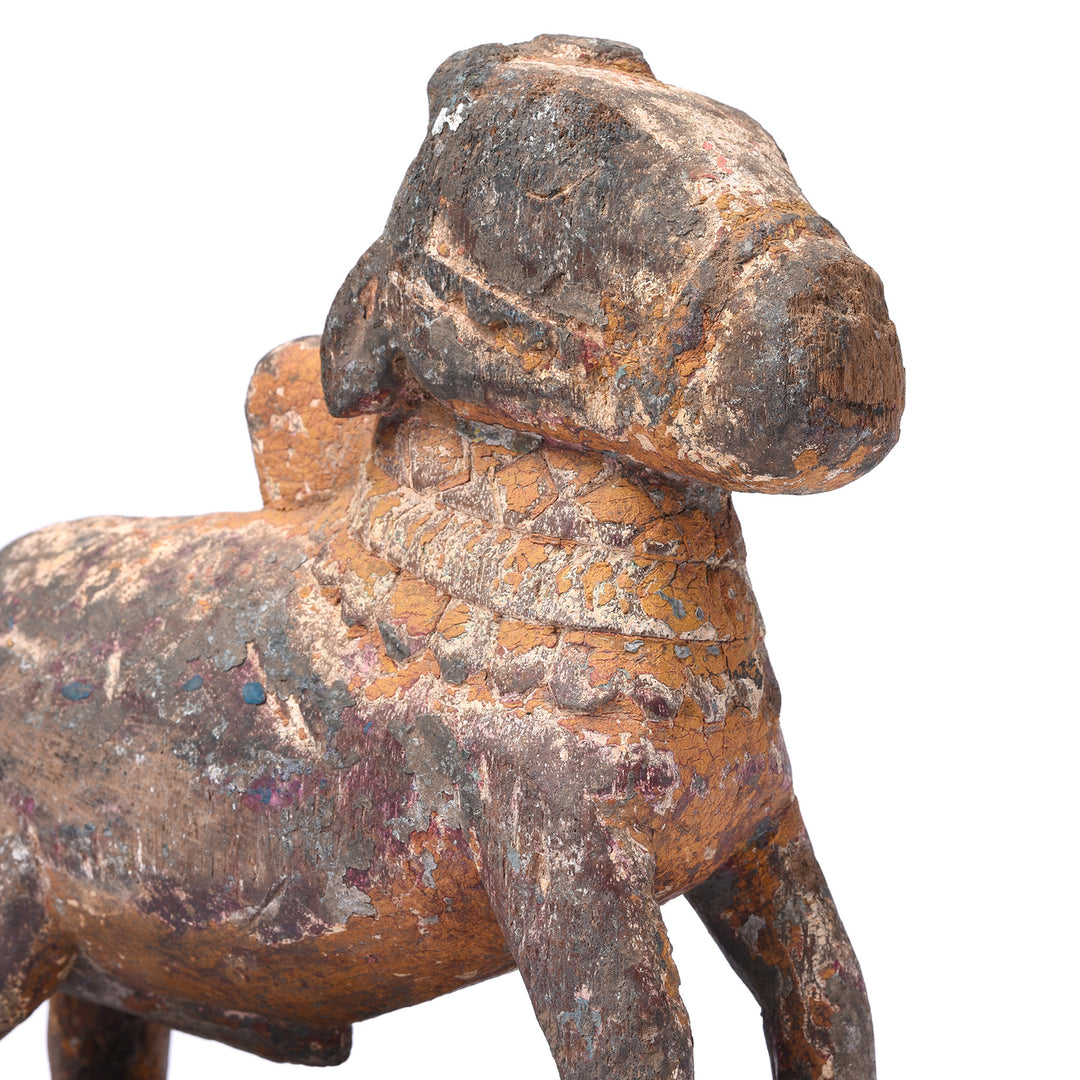 Close Up Detail From Painted Indian Nandi Bull Figurine From Rajasthan - Ca 1940 | INDIGO ANTIQUES