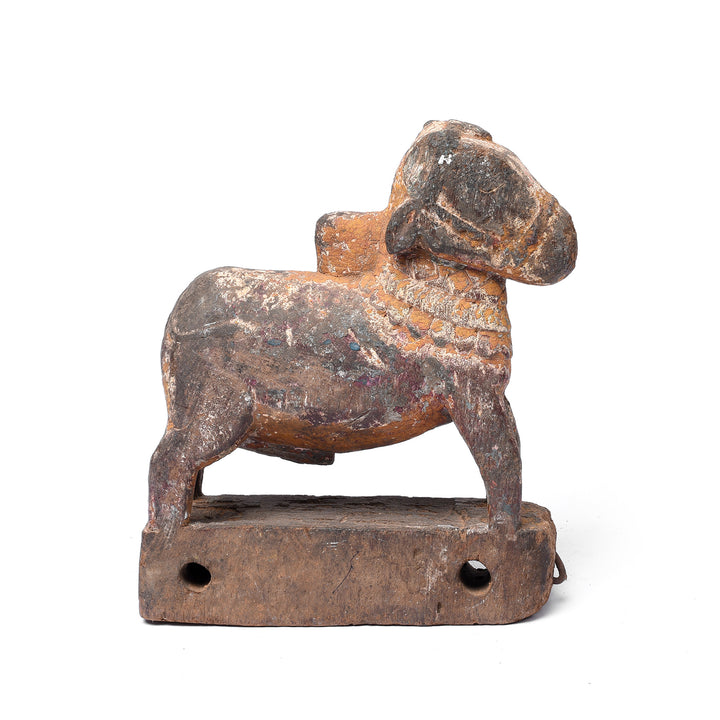 Painted Indian Nandi Bull Figurine From Rajasthan - Ca 1940 | INDIGO ANTIQUES