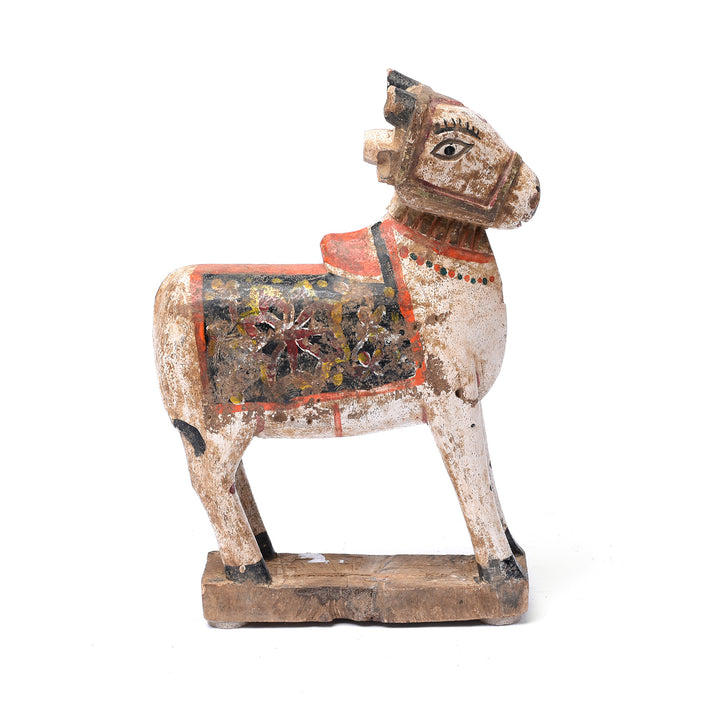 Painted Indian Nandi Bull Figurine From Rajasthan - Ca 1940 | INDIGO ANTIQUES