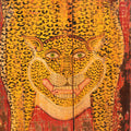 Vintage Painted Indian Leopard Panel