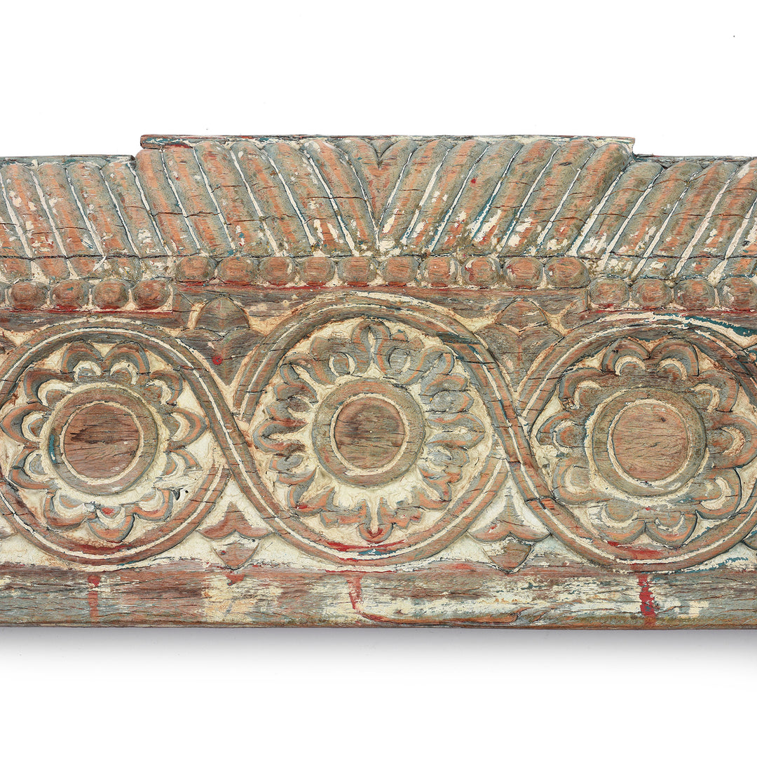 Flower Carvings From Antique Carved Teak Lintel Panel From Gujarat - 18thC | Indigo Antiques