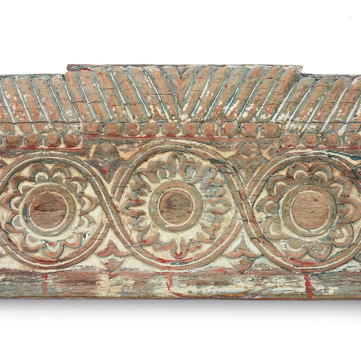 Flower Carvings From Antique Carved Teak Lintel Panel From Gujarat - 18thC | Indigo Antiques