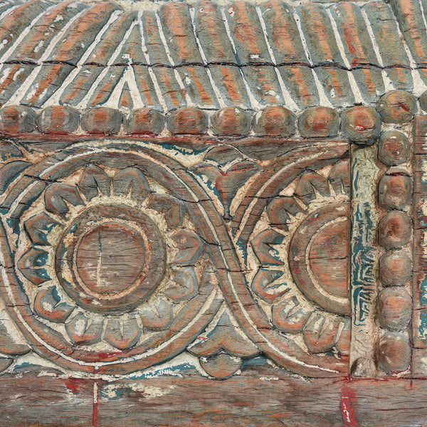 Carved Teak Lintel Panel From Gujarat - 18thC