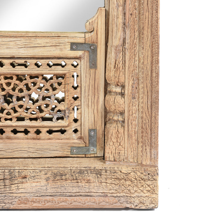 Bottom Corner Detail Of Antique Indian Mirror Made From An Old Rosewood Window - 18thC | Indigo Antiques