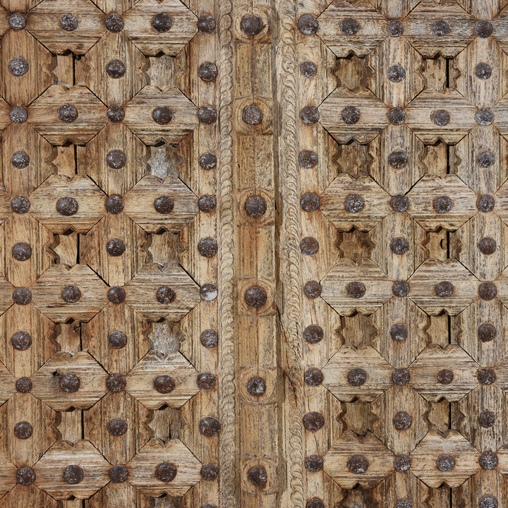 Carving Detail From Antique Carved Sun Bleached Window Shutters From Punjab - 18th Century | Indigo Antiques
