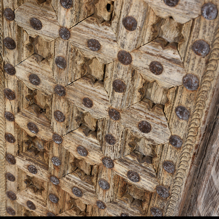 Carving Detail From Antique Carved Sun Bleached Window Shutters From Punjab - 18th Century | Indigo Antiques