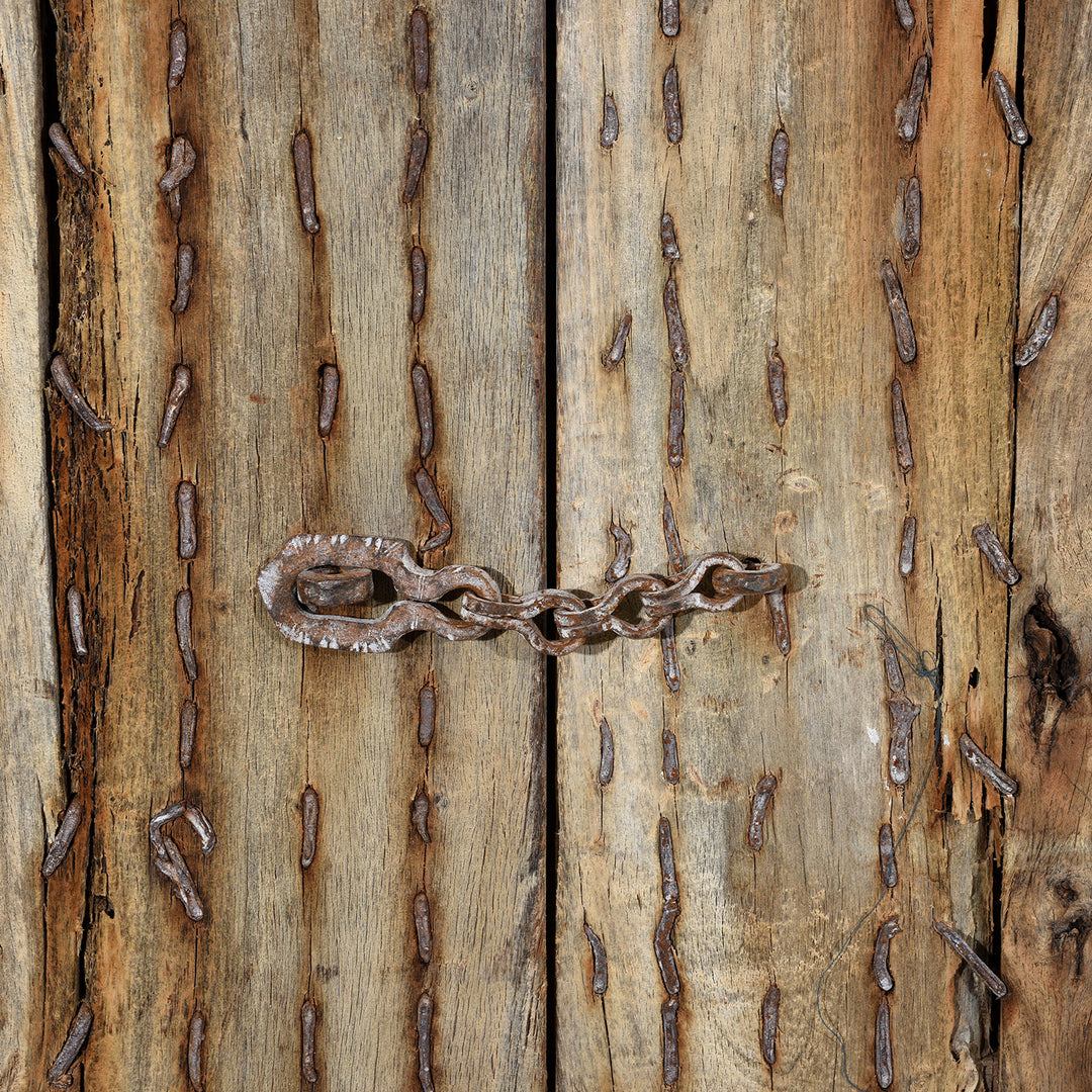 Back Detail From Antique Carved Sun Bleached Window Shutters From Punjab - 18th Century | Indigo Antiques