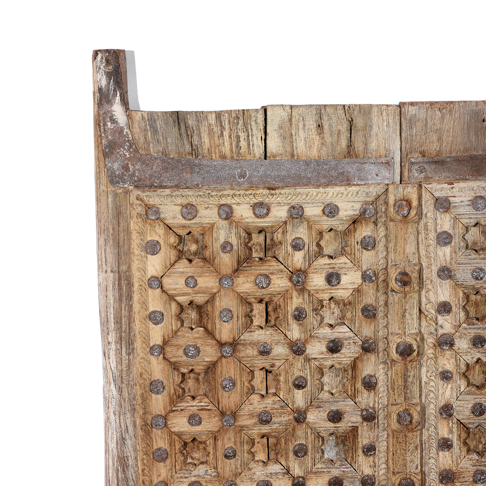 Corner Detail From Antique Carved Sun Bleached Window Shutters From Punjab - 18th Century | Indigo Antiques